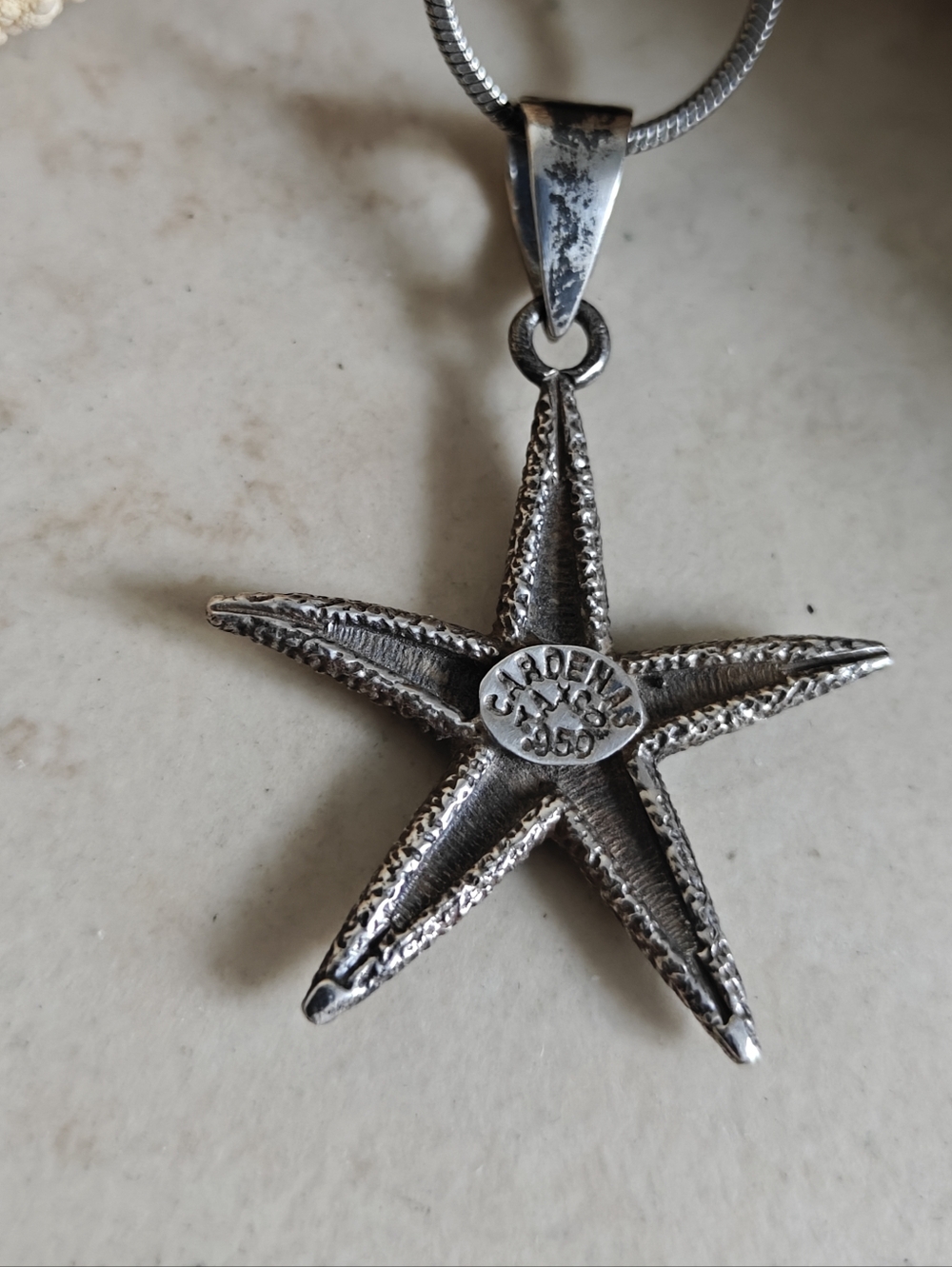 Vintage Cardenas Taxco Starfish Pendant Silver 950 Snake Chain Necklace - Picture 7 of 16